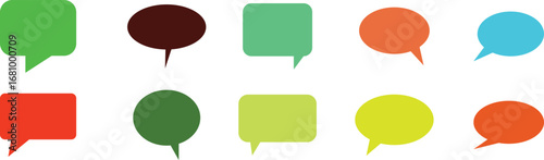 Colourful blank empty speech bubbles for text icon set. colourful pattern of empty different shape speech bubbles. Vector illustration modern banner style. Color banners Vector stock illustration.