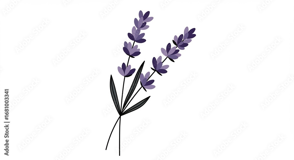 Obraz premium 優雅なラベンダー二枝 水彩画風 静謐な紫色. AI Generated