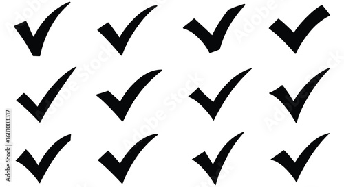 Multiple black check marks on a white background