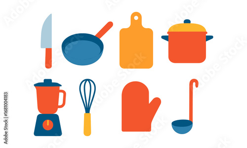 Colorful cooking essentials in flat design