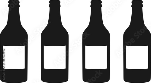 Four champagne bottles silhouettes