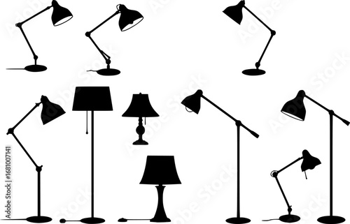 Collection of various table and floor lamp silhouettes
