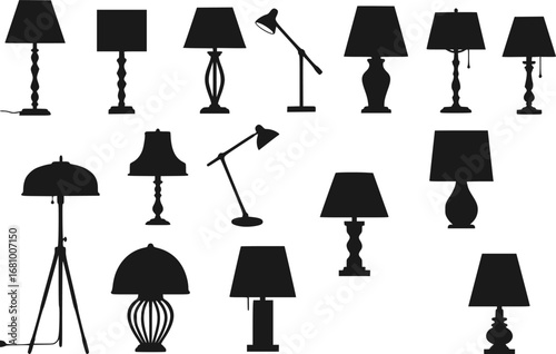 Collection of various table and floor lamp silhouettes
