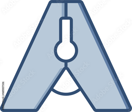 Clothespin vector icon with transparent background. Changeable blue color design.