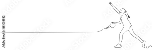 line art background illustration of a female bowling player
