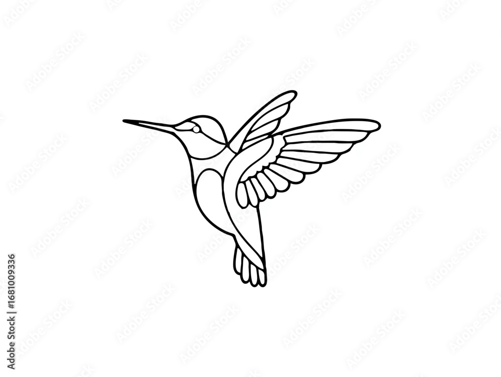 Obraz premium Seagull Flying Gracefully Outline, Isolated on White