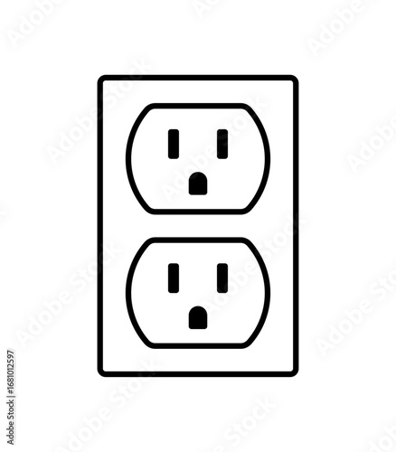 Vector Power Socket Illustration on White Background