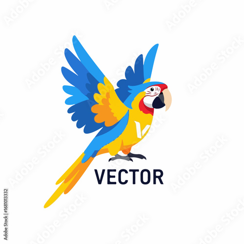 Bright Parrot Emblem with Bold Colors and Contemporary Vector Illustration Style