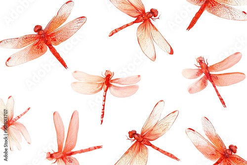 Red dragonfly pattern on black background