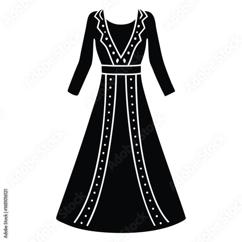 bohemian maxi dress vector icon