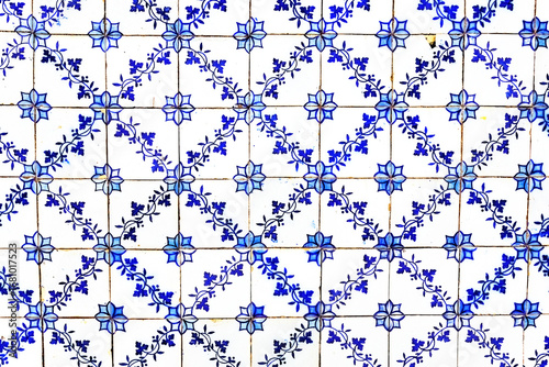 Traditional tiles azuleju wall decoration in Azores Portugal