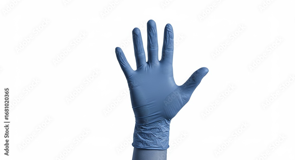 Obraz premium Elevated View of a Single Blue Protective Glove.