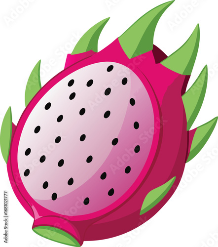  a dragon fruit sliced pink skin vector art