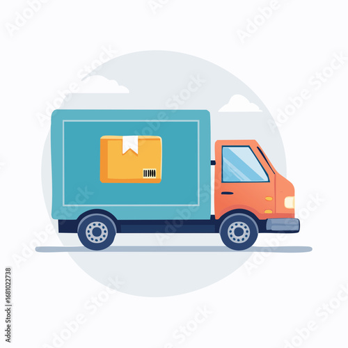 Cartoon Delivery Truck With Package