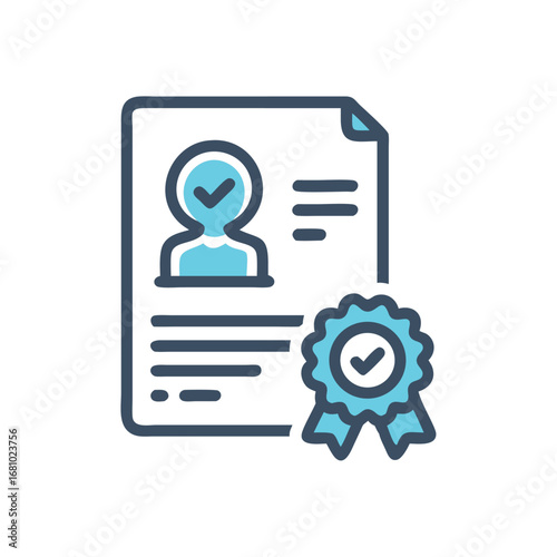 Certificate of Achievement with Person Icon and Award Ribbon