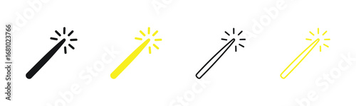 Add a touch of magic to your projects with these versatile wand icons! Perfect for fantasy designs, invitations, and adding a magical sparkle.