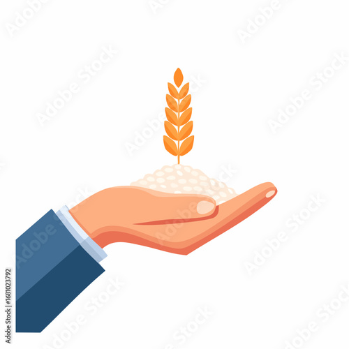 Business Hand Holding Wheat Grain