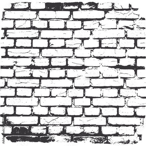 Heavily distressed grunge texture of a white brick wall with paint peeling and heavy staining for an urban background vector illustration