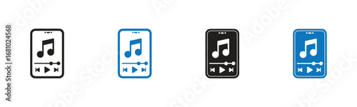 Sleek music player interface on a smartphone screen, featuring intuitive play controls and iconic melody symbols. Perfect for apps, tech, and digital lifestyle themes.