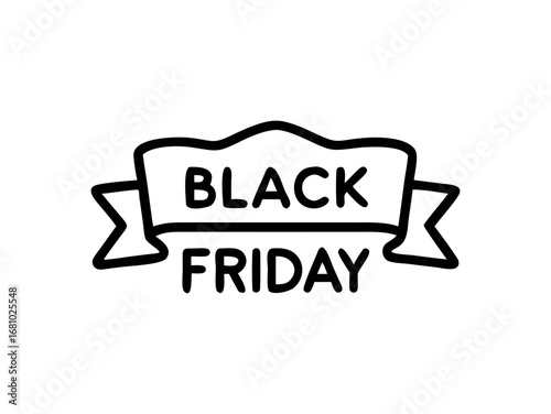 Hand drawn black friday sale ribbon for marketing promotions