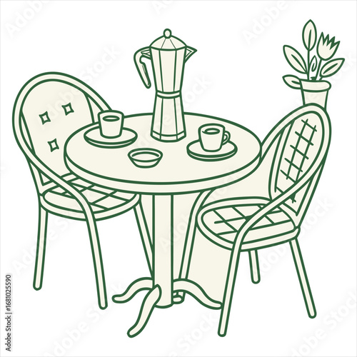 A table with chairs and a table