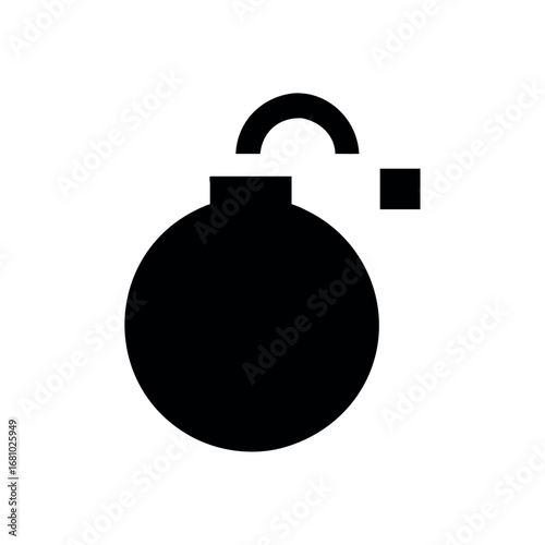 Explosion icon with fuse and detached segment on white