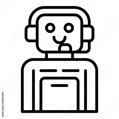 Support assistant icon. AI helper symbol. Customer service chatbot and online support collection. Outline icon