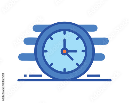 Modern abstract clock face with moving lines indicating speed or progress