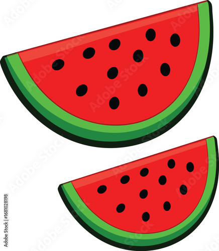 slice of watermelon bright red vector art.