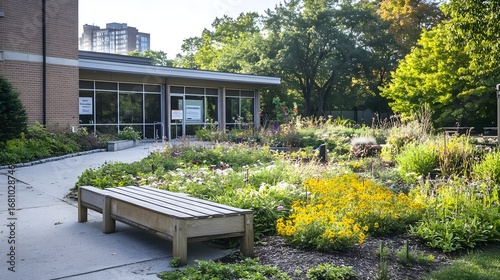 Wallpaper Mural Modern Community Health Clinic with Wheelchair Ramp, Glass Facade and Greenery (Healthcare Architecture) Torontodigital.ca