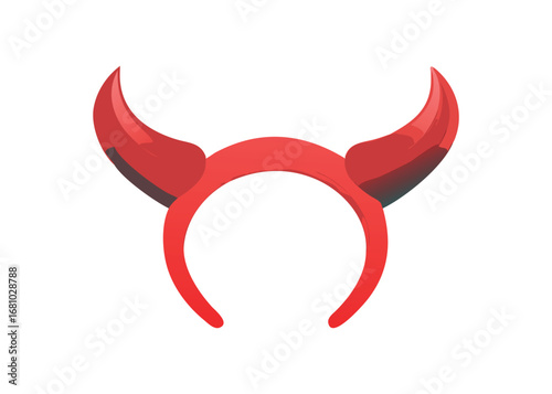 Red devil horns headband accessory on transparent file