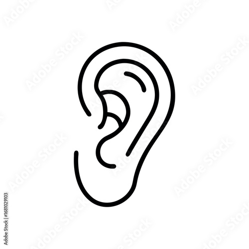 Outline of a Human Ear on Transparent Background