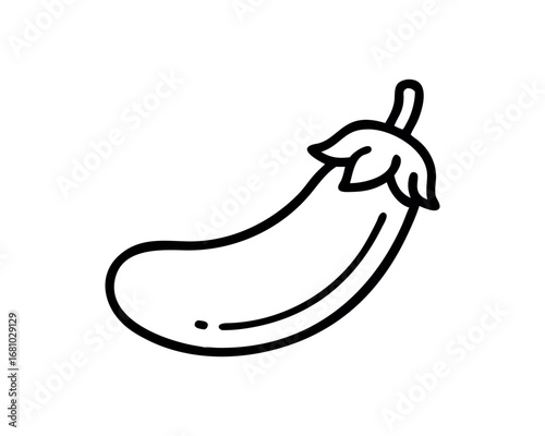 Simple Outline of an Eggplant Vegetable on Transparent Background