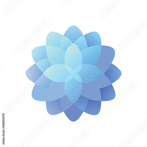 Abstract geometric bloom with overlapping petals in cool gradient tones