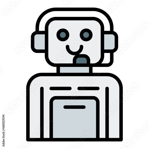 Support assistant icon. AI helper symbol. Customer service chatbot and online support collection. Filled Line Icon