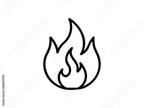 Black outline of fire on a white background