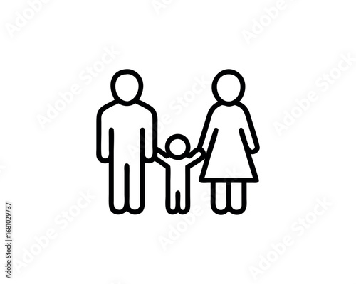 Family icon with parents and child on transparent background