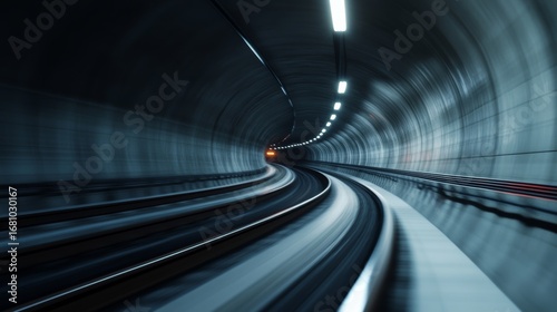 Fast-paced train journey underground tunnel cinematic view urban environment dynamic motion exploring transport innovation