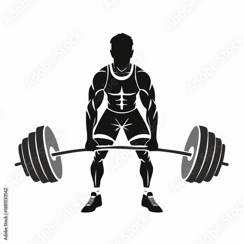 Muscular man doing heavy deadlift exercise image Vector on white background.