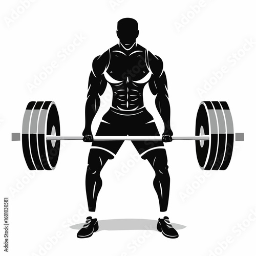 Muscular man doing heavy deadlift exercise image Vector on white background.