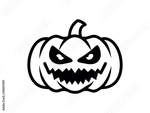 Spooky Halloween Jack o lantern with scary carved face
