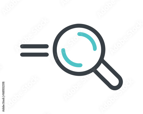 Magnifying glass icon and equals sign on transparent background