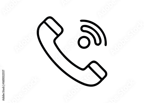 Abstract outline of a telephone receiver with wireless signal waves