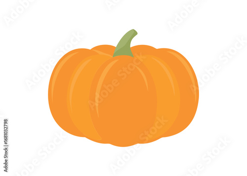 Orange pumpkin with green stem on transparent background