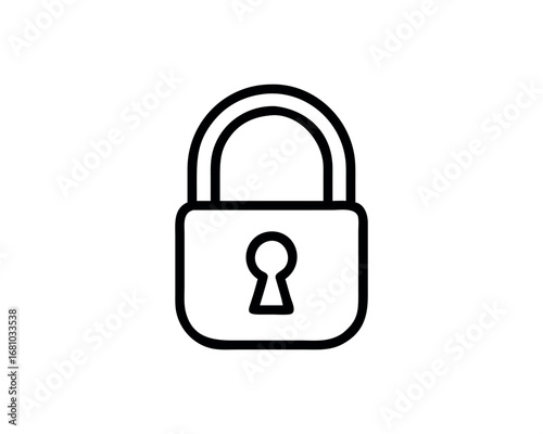 Line art padlock icon on transparent background for security and protection concepts
