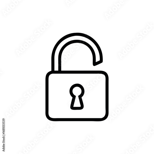 Open padlock icon with keyhole on transparent background