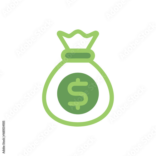 Money bag icon with dollar sign symbol for finance and wealth