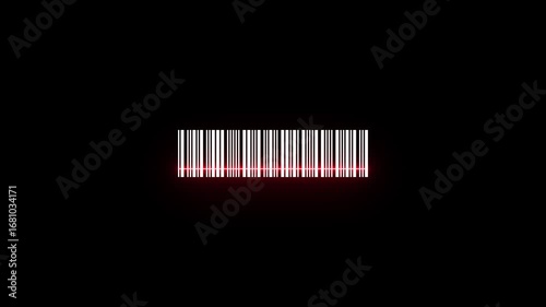 Bar code animation with laser beam. Laser beam barcode scanning motion graphics. Laser beam barcode scanner 4k video footage.