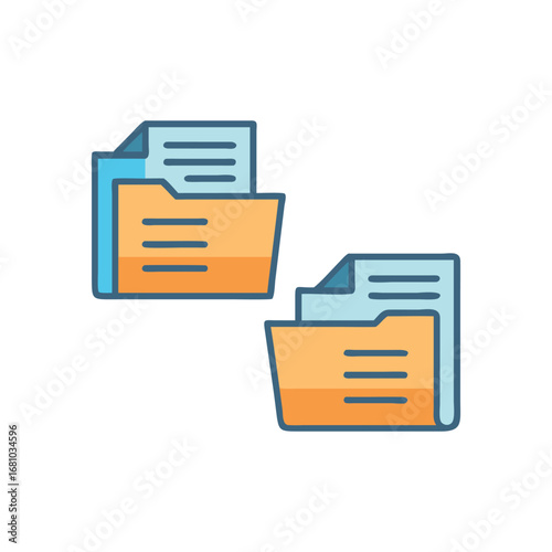 Two document folders with paper icons on transparent background