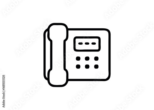 Stylized outline icon of a landline telephone on a transparent background